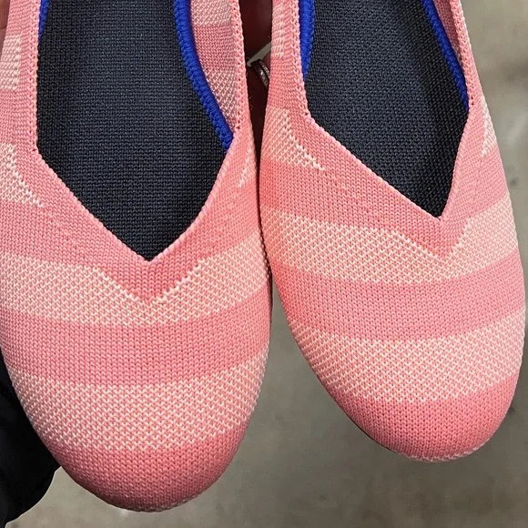 Rothy's Macaron pink stripe flat 9.5 white blue purple shoes - Picture 5 of 6